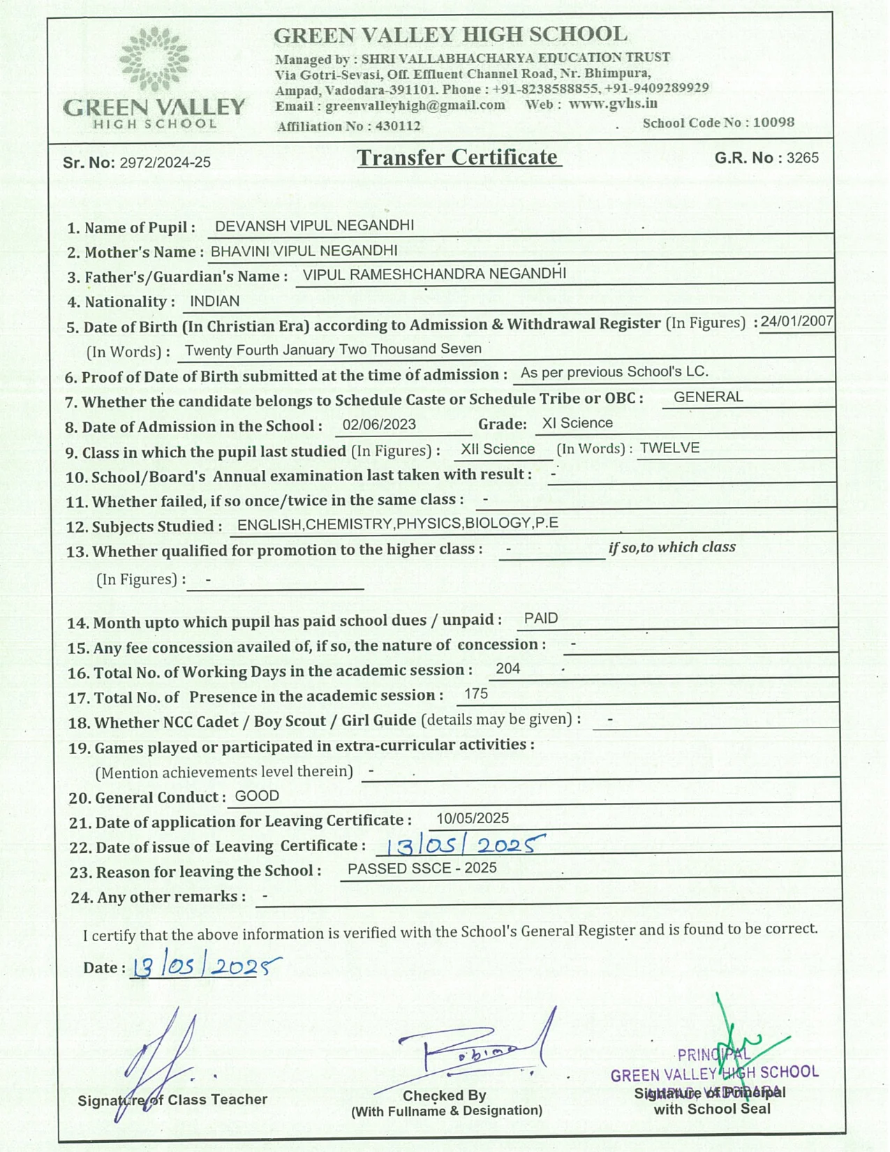 3265 - Devansh Vipul Negandhi