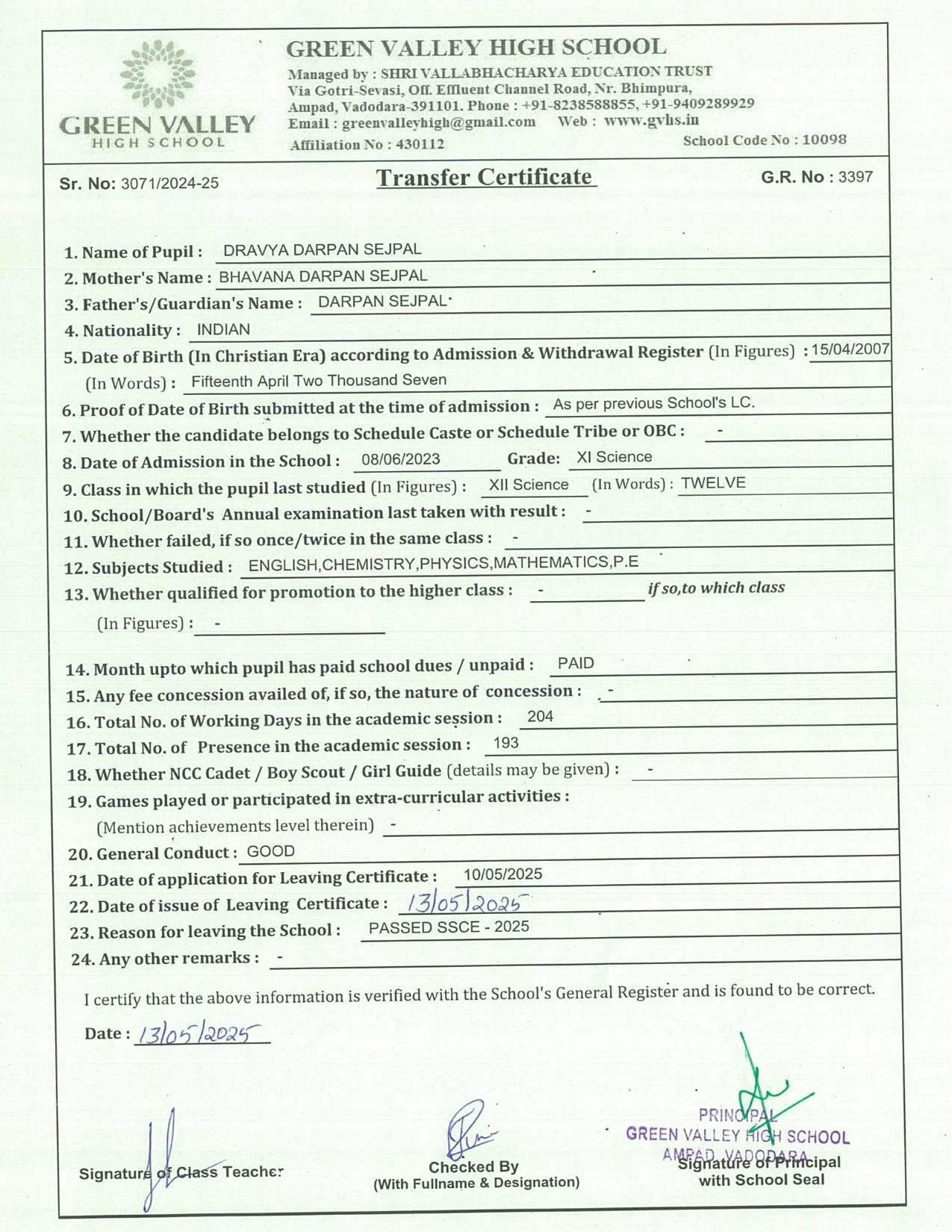 3397 - Dravya Sejpal