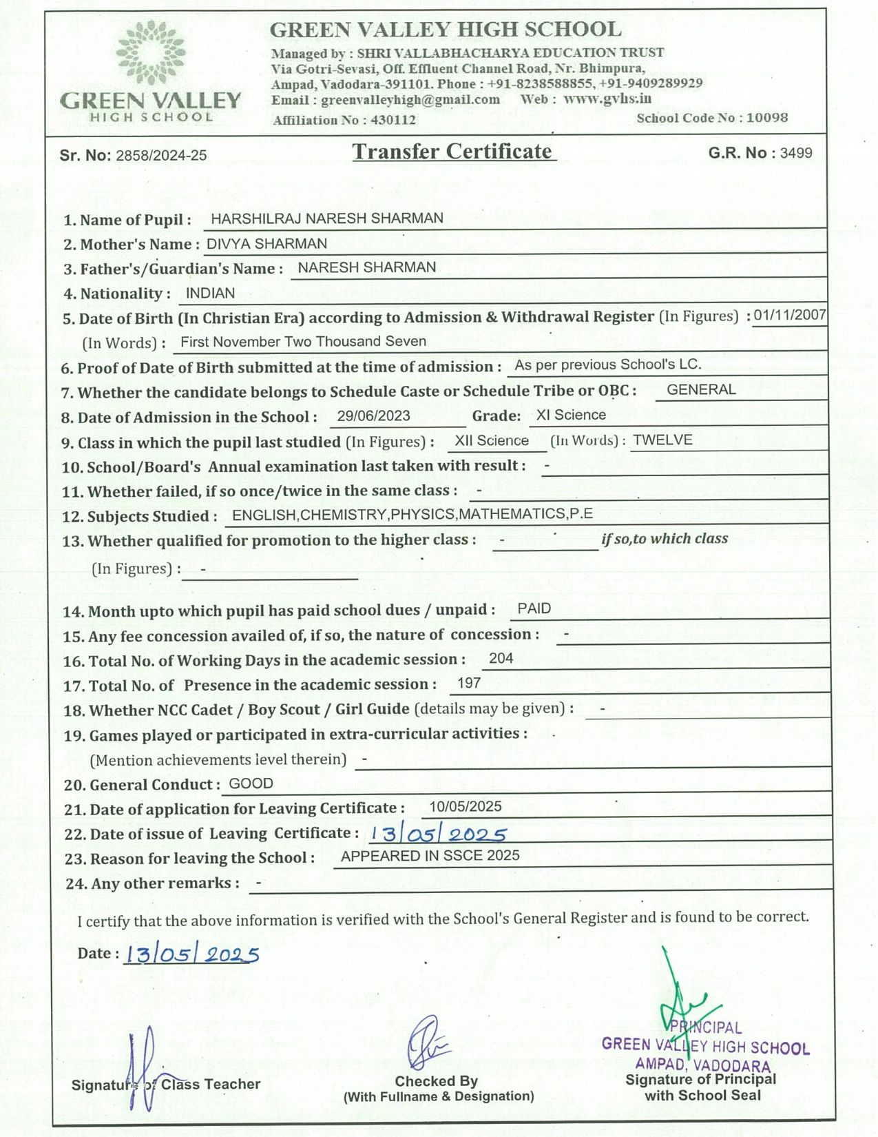 3499 - Harshilraj Naresh Sharman