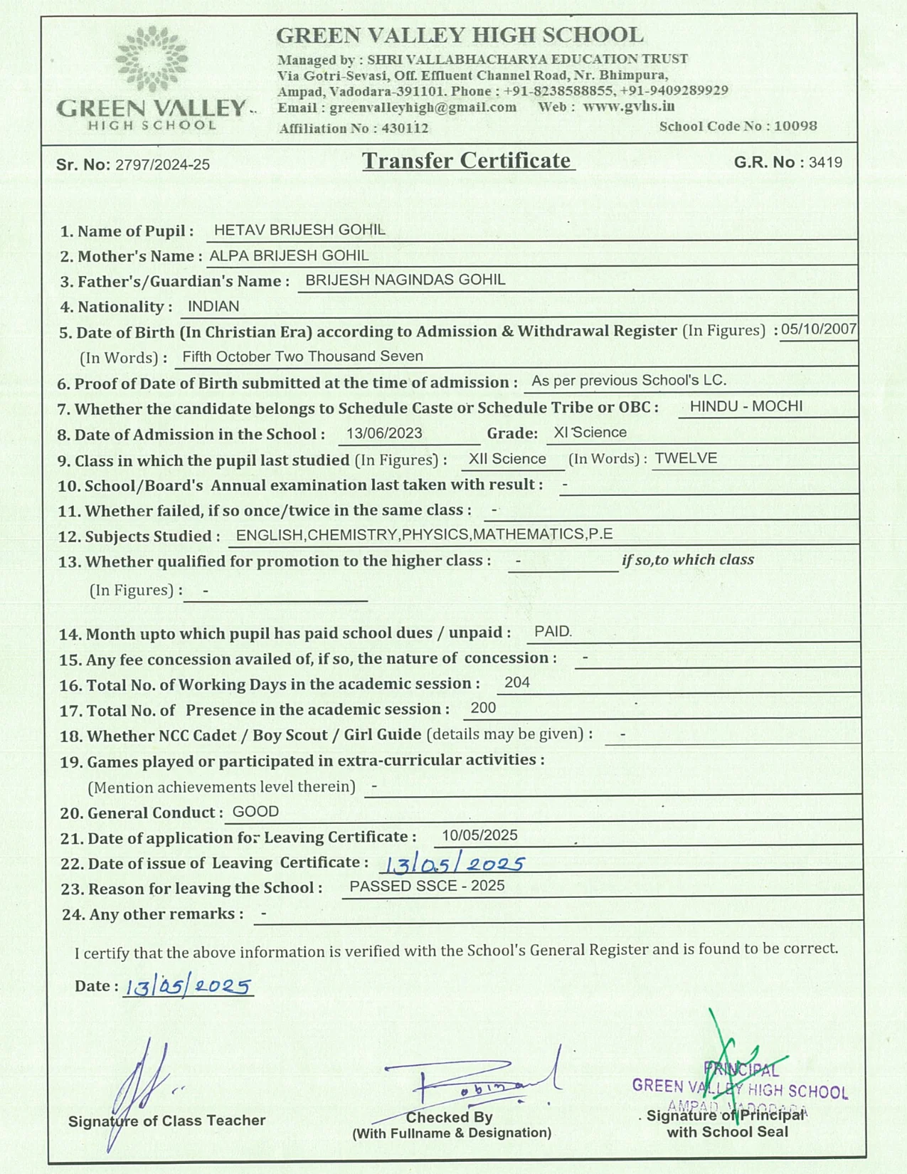 3419 - Hetav Brijesh Gohil