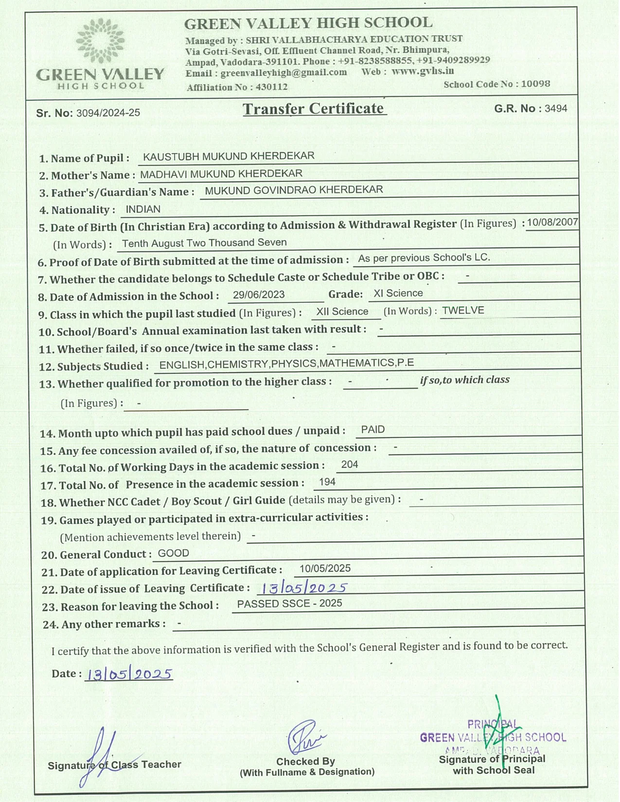 3494 - Kaustuba Kherdekar