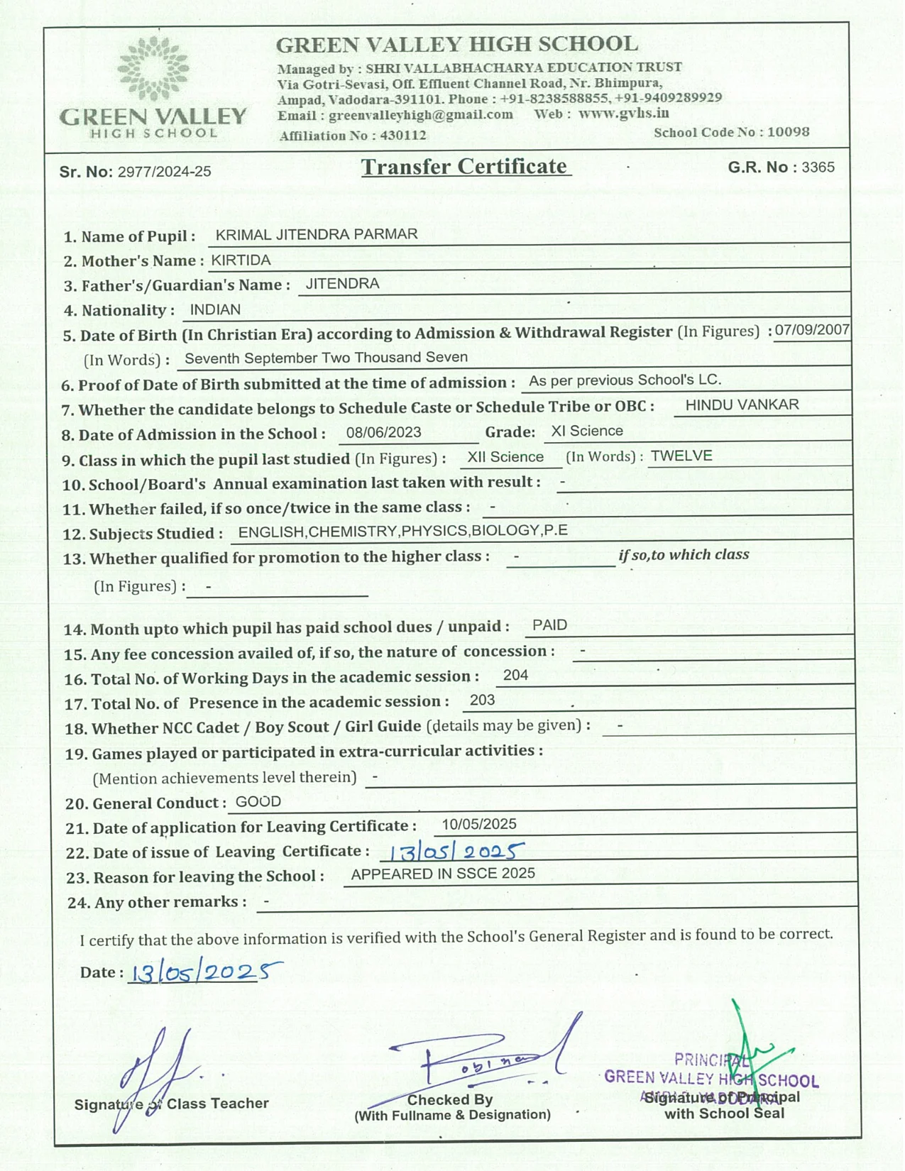 3365 - Krimal Jitendra Parmar