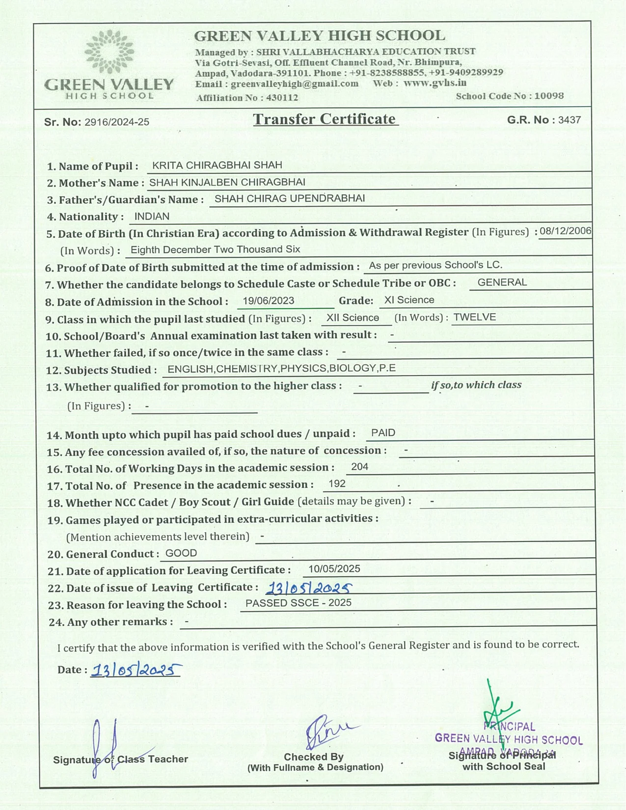 3437 - Krita Chiragbhai Shah