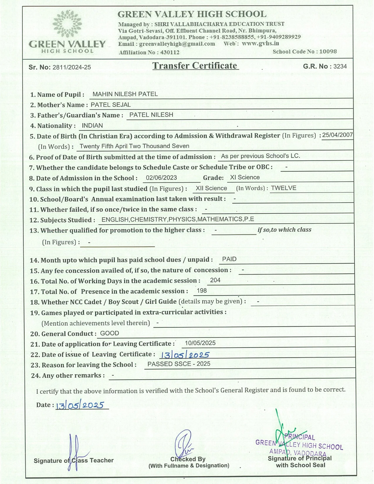 3234 - Mahin Nilesh Patel