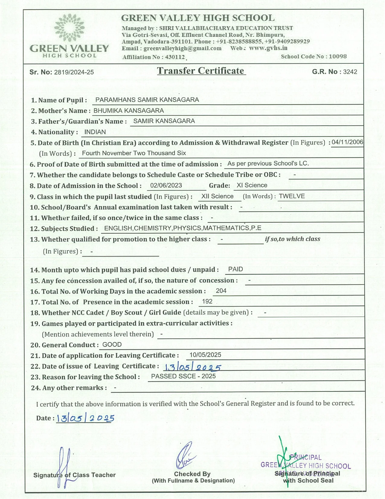 3242 - Paramhans Samir Kansagara