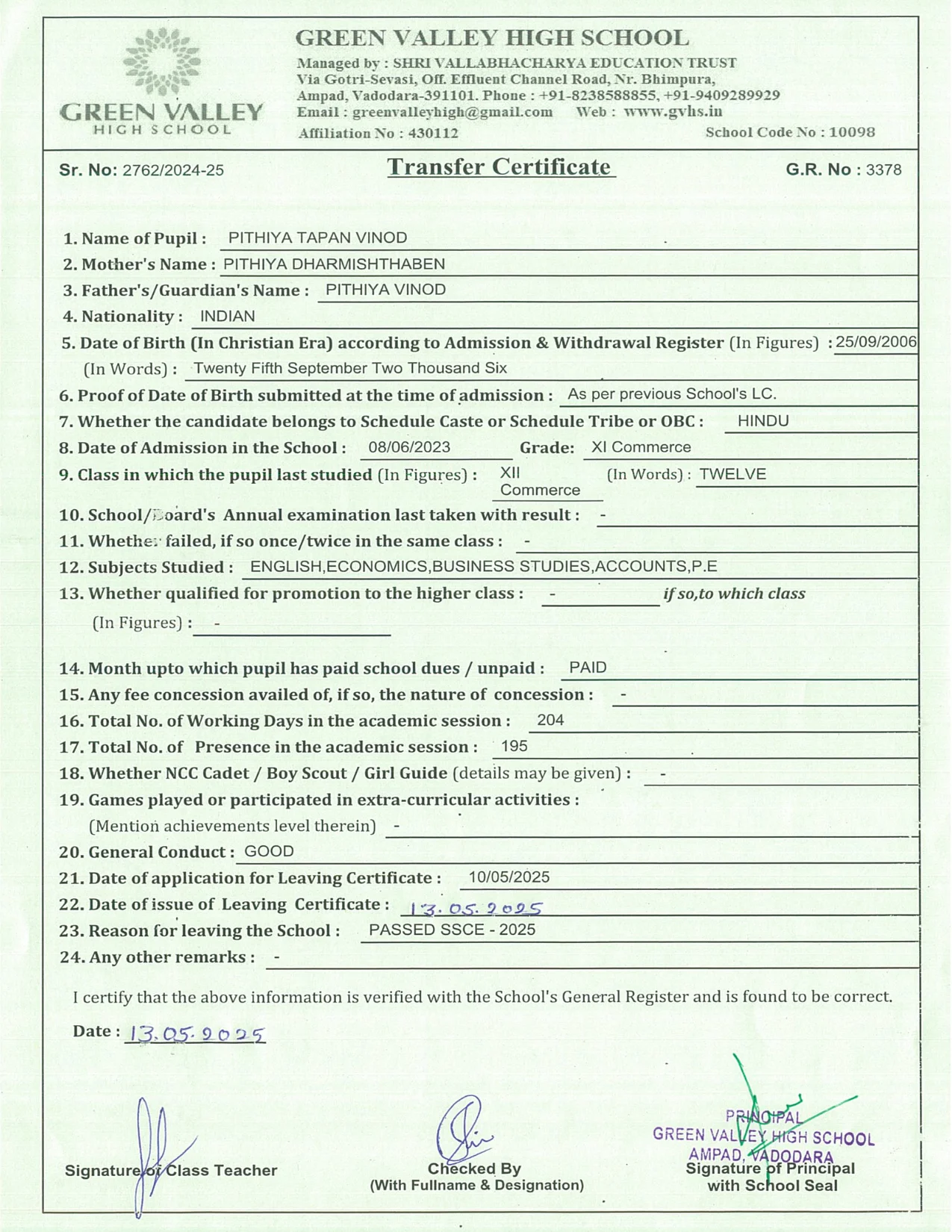 3378 - Pithiya Tapan Vinod