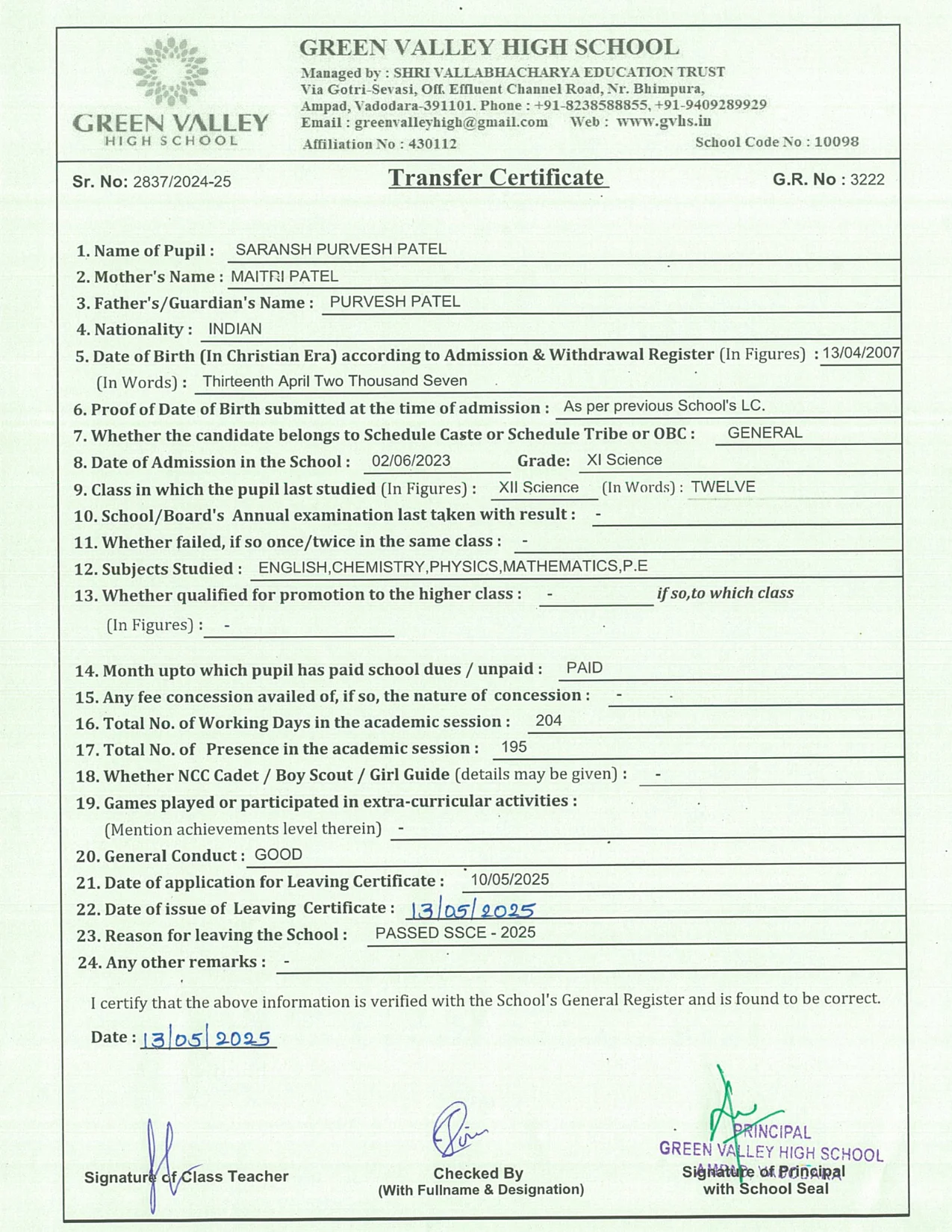 3222 - Saransh Purvesh Patel