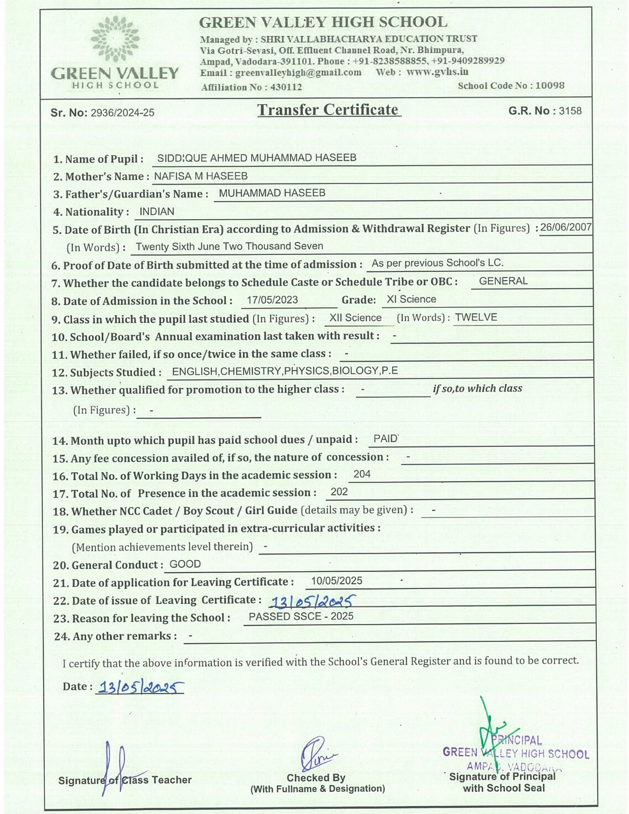 3158 - Siddique A M Hasseb