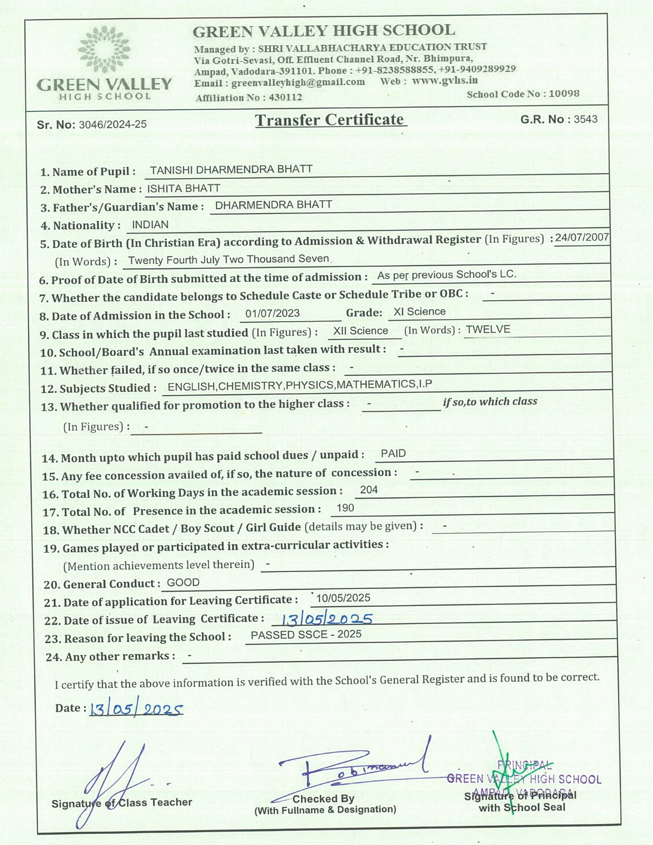 3543 - Tanishi Bhatt