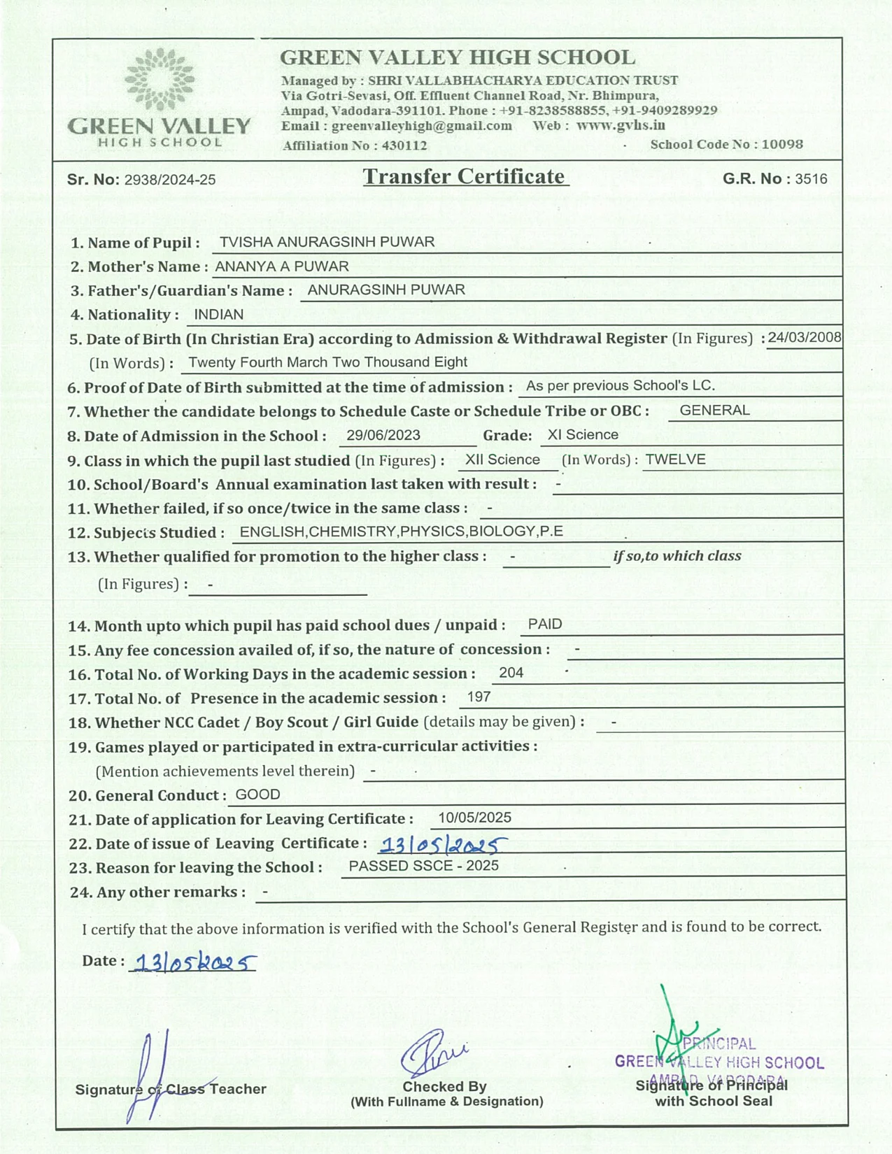 3516 - Tvisha A Puwar