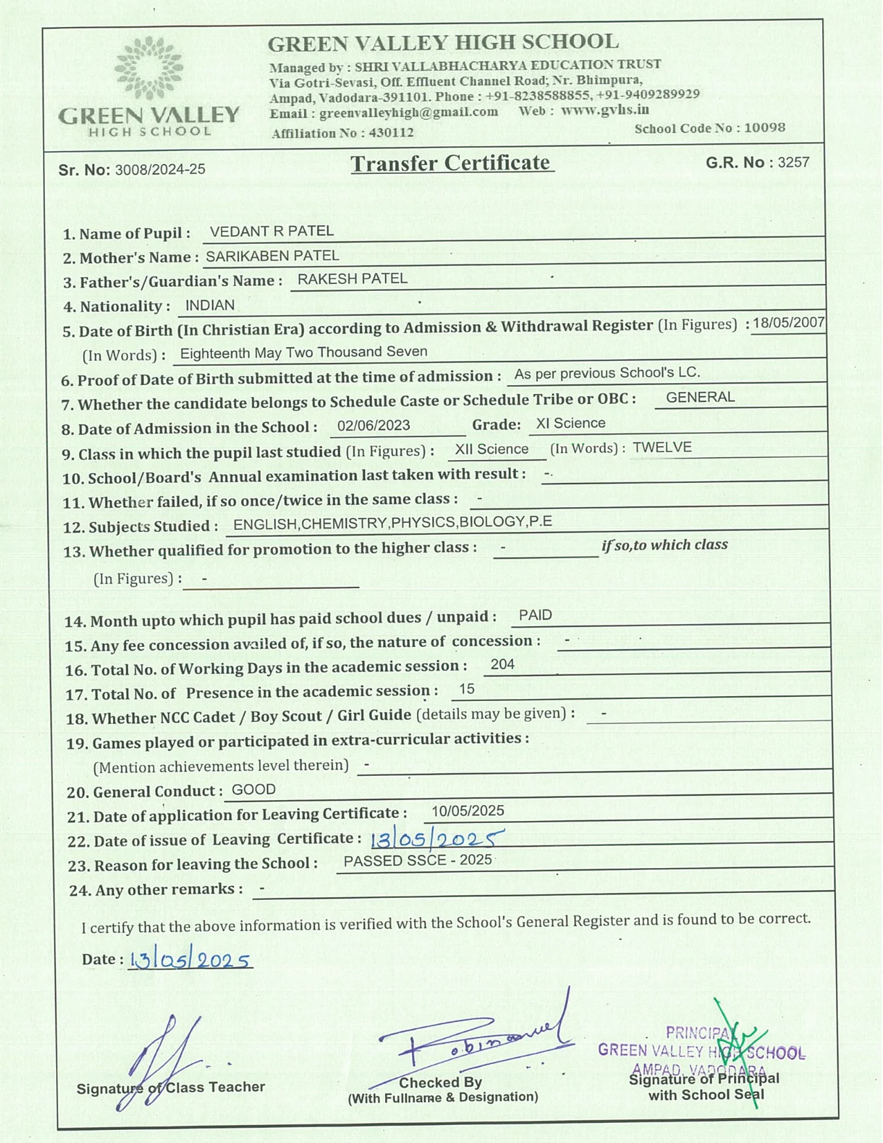 3257 - Vedant R Patel